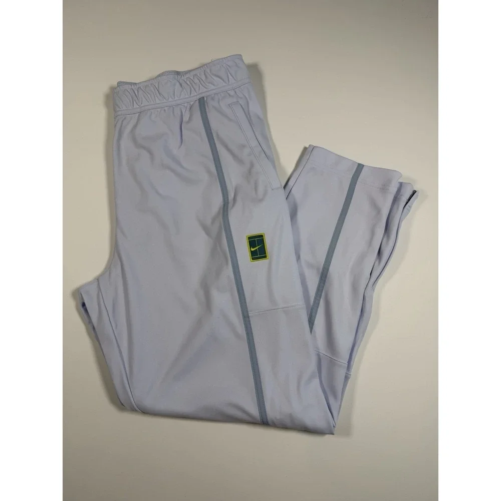 Nike Court Wimbledon Heritage Tennis Pants Warm Up Grey Blue FZ6928 085 Men's L
